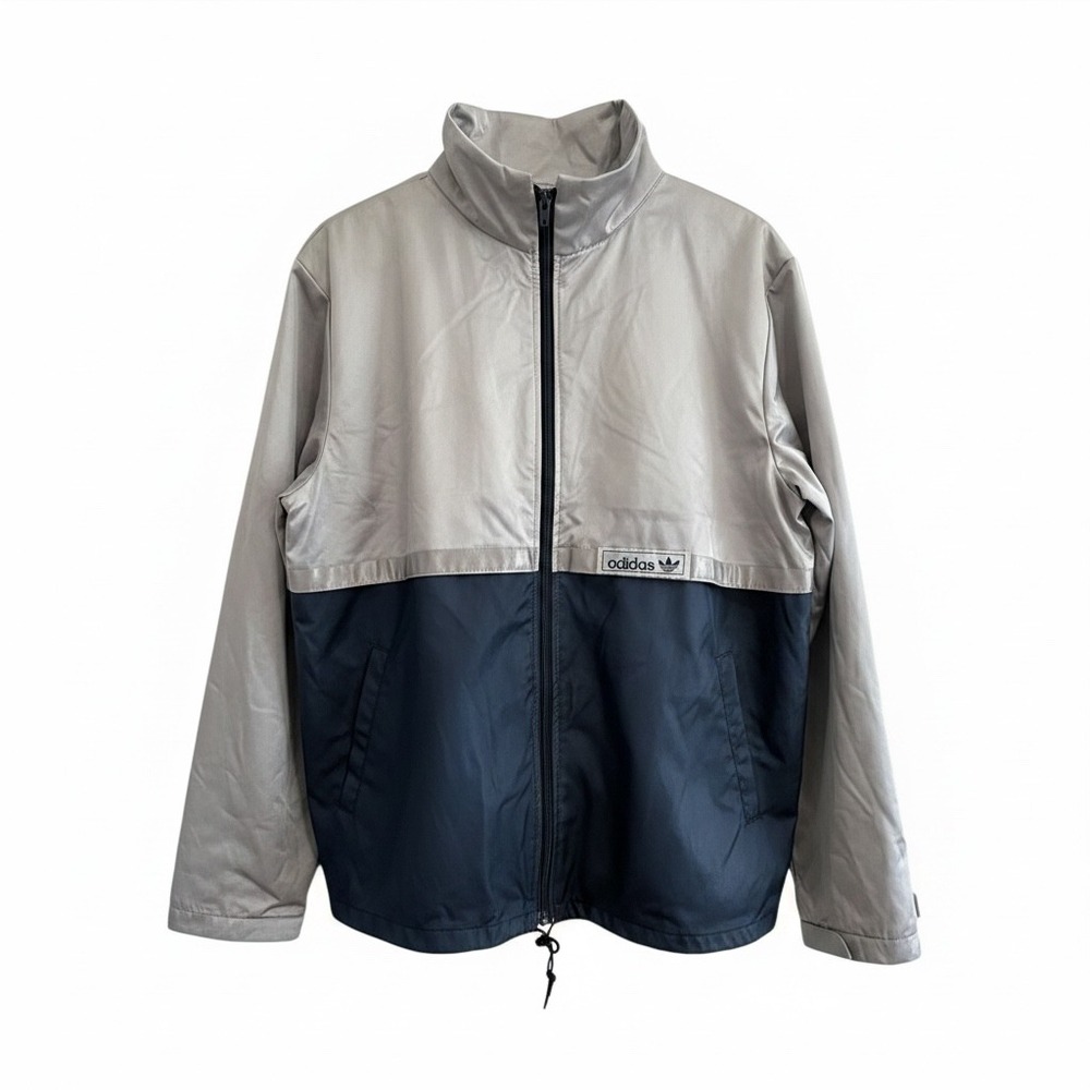 Adidas Gore-Tex Made in USA Windbreaker Jacket Large Silver Navy Blue Vintage